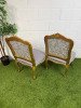 Pair of French Louis XV Style Accent Chairs in Gold Leaf Wooden Frame with Mauve Upholstery & 2 Front Castors. - 8
