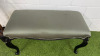 A Traditional Queen Anne Style Long Bench or Footstool in Black with Sage Green Upholstery & Stud Detail. Size H54 x W90 x D42cm. - 2