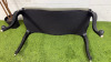 A Traditional Queen Anne Style Long Bench or Footstool in Black with Sage Green Upholstery & Stud Detail. Size H54 x W90 x D42cm. - 4