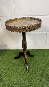 Antique French Style Marble Top & Brass Wine Table. Size H57 x Dia 34cm.