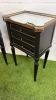 Pair of French Louis XV Style Mahogany 3 Draw Bedside Cabinets with Marble Top & Brass Gallery. Size H73 x W41 x D31cm. - 3