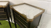 Pair of French Louis XV Style Mahogany 3 Draw Bedside Cabinets with Marble Top & Brass Gallery. Size H73 x W41 x D31cm. - 5