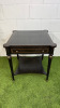 Regency English Style Side Table in Black with Single Draw, Side Extensions & Brass Cap Feet. Size H65 x 61 x 61cm.