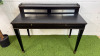 Elegant Dark Wood Writing Desk with Brass Detail & Gallery with Two Antique Mirrored Draws. Size H80 x W100 x D50cm.