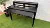 Elegant Dark Wood Writing Desk with Brass Detail & Gallery with Two Antique Mirrored Draws. Size H80 x W100 x D50cm. - 3