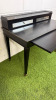 Elegant Dark Wood Writing Desk with Brass Detail & Gallery with Two Antique Mirrored Draws. Size H80 x W100 x D50cm. - 4