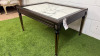 Elegant Dark Wood Coffee Table with Marble Insert, Brass Detail & Gallery with Tapered Colum Legs. Size H51 x W100 x D74cm. NOTE: minor chip to marble. - 2