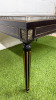 Elegant Dark Wood Coffee Table with Marble Insert, Brass Detail & Gallery with Tapered Colum Legs. Size H51 x W100 x D74cm. NOTE: minor chip to marble. - 4
