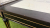 Elegant Dark Wood Coffee Table with Marble Insert, Brass Detail & Gallery with Tapered Colum Legs. Size H51 x W100 x D74cm. NOTE: missing section of brass gallery. - 4