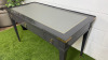 Gloss Grey 3 Draw Wooden Table/Desk with Brass Detail and Castors with Grey Leather Inlay to Top. Size H78 x W130 x D62cm. - 6