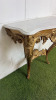 Antique French Louis XV Style Carrera Marble & Gilt Console Table. Size H80 x W82 x W38cm. - 2