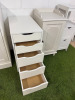 4 x White Wood Furniture Items to Include: 2 Door Cabinet, 5 Draw Unit, 1 Door Cabinet & Open Shelf 2 Draw Storage Rack. - 4