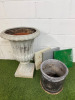 Plant Pots to Include: 1 x Plastic Heavy Duty Urn, 1 x Pot & 3 x Metal Plant Pot Bases.