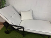 Modern Outdoor Black Metal Chaise Lounge/Sun Lounger with White Cushions & Black Trim. NOTE: small stain to cushion. - 3