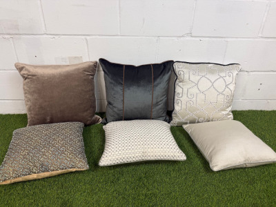 6 x Feather Filled Assorted Cushions.