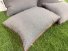 4 x Grey & Beige Herringbone with Brown Trim Feather Filled Cushions. Size 45 x 35cm. - 2
