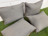 4 x Grey & Beige Herringbone with Brown Trim Feather Filled Cushions. Size 45 x 35cm. - 3