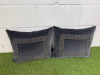 2 x Grey Velvet Feather Filled Cushions. Size 40 x 35cm.