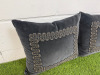 2 x Grey Velvet Feather Filled Cushions. Size 40 x 35cm. - 2