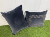 2 x Grey Velvet Feather Filled Cushions. Size 40 x 35cm. - 3