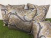 4 x Grey & Gold Paisley Patterned Feather Filled Cushions. Size 43 x 43cm. - 3