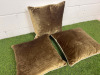 3 x Gold Crushed Velvet & Light Fabric Feather Filled Cushions. Size 48 x 48cm. - 2