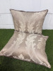 2 x Champagne & Velvet Damask-Patterned Feather Filled Cushions. Size 60 x 48cm. - 2