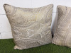 2 x Champagne Paisley Patterned Feather Filled Cushions. Size 50 x 50cm. - 2