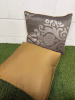 2 x Grey & Gold Damask-Patterned Feather Filled Cushions. Size 45 x 45cm. - 3