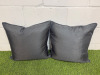 2 x Blue Textured & Plain Fabric Feather Filled Cushions. Size 45 x 45cm.