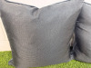 2 x Blue Textured & Plain Fabric Feather Filled Cushions. Size 45 x 45cm. - 2