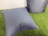 2 x Blue Textured & Plain Fabric Feather Filled Cushions. Size 45 x 45cm. - 3