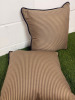 2 x Gold Patterned & Black Faux Leather Trim Feather Filled Cushions. Size 50 x 50cm. - 3