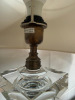 Pair of Heavy Glass Table Lamps with Ivory Shades. Size H68cm. - 3