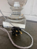 Pair of Heavy Glass Table Lamps with Ivory Shades. Size H68cm. - 4