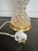 Pair of Ornate Glass & Gold Base Table Lamps with Pleated Natural Shades. Size H65cm. - 5