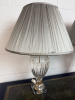 Pair of Ornate Glass & Gold Base Table Lamps with Pleated Silver Shades. Size H60cm. - 2