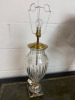 Pair of Ornate Glass & Gold Base Table Lamps with Pleated Silver Shades. Size H60cm. - 3
