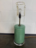 Sage Green Shagreen Pattern Ceramic Lamp on Perspex Base with Silver Shade. H61cm. - 2