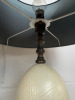 Pair of Regency Style Ostrich Egg and Ornate Bronze Lamps with Teal Shade. H67cm. - 3