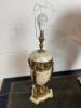 Pair of Besselink & Jones T3-016 Large Marble & Brass Balustre Urn Lamps with Off White Pleated Shade. Size 66cm. - 3