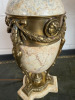 Pair of Besselink & Jones T3-016 Large Marble & Brass Balustre Urn Lamps with Off White Pleated Shade. Size 66cm. - 4