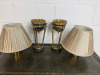 Pair of French Empire Style Tripod Oil Lamp Bases with Lamp Insert Tops. Made from Marble & Brass with Sphinx Detail Motifs. Size H55cm. NOTE: damaged & will require marble repair and some restoration. - 2