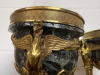 Pair of French Empire Style Tripod Oil Lamp Bases with Lamp Insert Tops. Made from Marble & Brass with Sphinx Detail Motifs. Size H55cm. NOTE: damaged & will require marble repair and some restoration. - 5