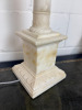 Pair of Large Marble Italian Column Neoclassical Alabaster Style Table Lamps with Silver Shade. H81cm. NOTE: one missing bolt and prior damage as pictured. - 3