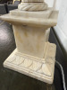 Pair of Large Marble Italian Column Neoclassical Alabaster Style Table Lamps with Silver Shade. H81cm. NOTE: one missing bolt and prior damage as pictured. - 5