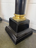 Pair of Large Black Ebonized Style with Gold Detail Lamps with Off White Pleated Shade. H95cm. - 4