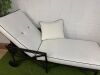 Modern Outdoor Black Metal Chaise Lounge/Sun Lounger with White Cushions & Black Trim. - 3