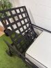 Modern Outdoor Black Metal Chaise Lounge/Sun Lounger with White Cushions & Black Trim. - 4