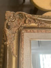 Antique Style Gilt Gold Ornate Framed Mirror with Fabric Border. Size 90 x 57cm. NOTE: requires minor repair as pictured/viewed. - 2